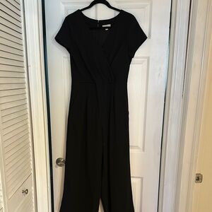 LOFT Black Jumpsuit with Wide-Leg Design